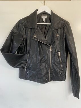Arizona Jean Company Black Faux Leather Asymmetrical Zipper Jacket